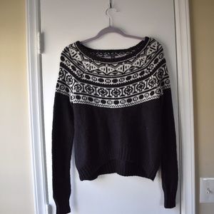 Black and White Knit Winter pattern sweater